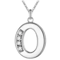 Zilveren letter O hanger ketting met sprankelende stenen mode sieraden accessoire - Letter O
