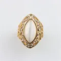 Vintage vergulde markies kattenoog strass ring Europese retro holle statement sieraden - Goud 17#
