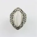 Vintage Zilver Marquise Witte Steen Holle Ring Gotische Mode Statement Vinger Sieraad - Antiek Zilver 17#