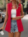 red sleeveless vest top casual summer solid color stylish outerwear fashion apparel - S / Red