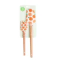 Kit de 2 spatules en silicone motif fruits avec manche en bois pour pâtisserie et cuisine - Ensemble 1 (orange)