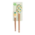Set de spatules en silicone avec manches en bois et motif d'ananas pour pâtisserie 2pcs - Ensemble 3 (ananas)