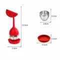 Watermelon silicone tea infuser stainless steel mesh strainer set with dimensions - Watermelon Style (Round Body)
