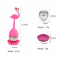 Flamingo Silicone Stainless Steel Tea Infuser with Removable Strainer and Drip Tray - Flamingo Style (Round Body)