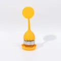 Stainless steel silicone lemon tea infuser and strainer with drip tray, 14.5cm height - Lemon Style (HQ-1C3-11)