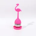 Flamingo Silicone Tea Infuser 304 Stainless Steel Loose Leaf Strainer with Drip Tray - Flamingo Style (HQ-1C3-13)