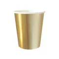 Gold foil disposable paper cups for birthday party tableware and wedding celebration decor items. - 8 Pieces 9.5oz Paper Cups Monochrome Gold Stamped