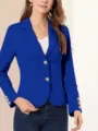 Mujer chaqueta blazer slim de color solapa manga larga con botones para otono primavera. - S / Tops / Azul