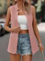 Women solid color sleeveless blazer vest coat casual summer fashion outerwear top apparel - S / Pink