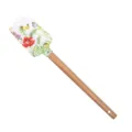 Silicone spatula with wooden handle, floral butterfly pattern, heat-resistant baking tool. - 01 (Flower & Butterfly Style)