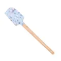 Silicone baking spatula with blue butterfly pattern and ergonomic wooden handle for cake. - 09 (Butterfly & Little Flower Style)