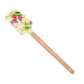 Silicone spatula with wooden handle, heat-resistant baking tool for cake cream and dough. - 04 (Leaf & Fruit Style)