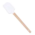 Silicone spatula with wooden handle for baking, heat resistant cream scraper kitchen tool. - White (Solid Color)