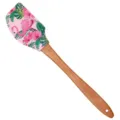 Siliconen spatel met houten handvat, bedrukt met een schattige flamingo en tropische planten. - Stijl 7 (Flamingo)