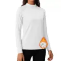 Camiseta térmica de cuello alto para mujer, manga larga ajustada para invierno. - S / Blanco