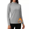 Camiseta térmica de cuello alto para mujer manga larga interior afelpado gris claro - S / Gris