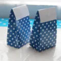 Sachets en papier à pois bleus pour fête d'anniversaire et emballage cadeau élégant. - Boîte cadeau / Pack de 6 Pièces