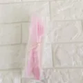 Juego de cubiertos desechables de plástico rosa, cuchillo tenedor cuchara para fiesta. - Rosa