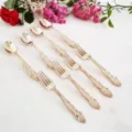 Set de cubiertos de plástico oro rosa con relieve vintage cucharas tenedores fiesta - Oro Rosa