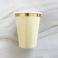 Einmal-Pappbecher, goldener Rand Kaffeetassen, dicke Kaltgetränkebecher für Partys - 8 Stück/Packung / Gelb