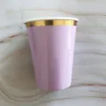 Disposable paper cup, thickened purple coffee cup with gold rim for party and daily use variant - 8 Pieces/Pack / Purple