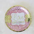 Pink and gold disposable paper plates for birthday party, wedding celebration, and cake serving. - 8 Pieces 9-Inch 23cm Plates