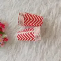Red and white chevron disposable paper cups detailed view, perfect for party supplies and office use. - 12 Rippled Paper Cups 270ml / Bright Red