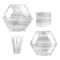 Set d'assiettes gobelets et serviettes en bois argenté pour fête d'anniversaire - Set de 4 pièces / Grain de bois argenté