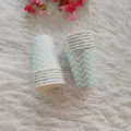 Blue and white chevron paper cups detail shot, disposable cups for party and daily use, elegant design. - 12 Rippled Paper Cups 270ml / Blue