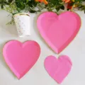 Valentine's Day disposable pink heart paper plate cup set for party table decoration items - Rose Red Heart