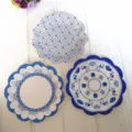 18cm blauw witte porselein wegwerp papieren borden, retro bloem feest huwelijk servies. - Gemengd / 12 Stuks/Pak