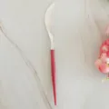 20cm disposable plastic silver-plated fruit knife cake tableware with red handle new - 8 Red Knives
