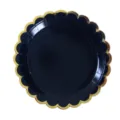 Black gold scalloped disposable paper plate for birthday party cake dessert afternoon tea. - 8 Pcs Small Plates