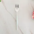 20cm silver-plated plastic disposable fork with light green handle for party picnic cake fruit - 8 Pcs Blue Forks