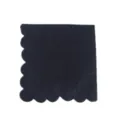 Black paper napkin with elegant scalloped edges for parties, dinners, and daily table settings. - 16 Pcs Napkins