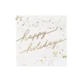 Serviette en papier blanche avec texte doré et éclaboussures pour les belles fêtes - 25cm / Serviette en Papier Lettre / Pack de 16 Feuilles