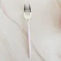 Pink Handle Disposable Silver Fork 20cm Party Cake Fruit Dessert Tableware Item - 8 Pcs Purple Forks