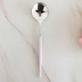 Silver-plated spoon with pink handle, elegant cutlery for dining, party, and dessert use. - 8 Pcs Purple Spoons