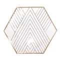 Piatto di carta esagonale con strisce geometriche dorate per feste e torte dolci. - 10 pollici 26 cm / Piatto di Carta a Righe Dorate / Confezione da 8