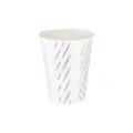 Bicchiere di carta usa e getta con elegante design geometrico in foglia d'oro per feste. - 270ML / Bicchiere di Carta a Righe Dorate / Confezione da 8