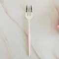 Silver plated plastic fruit fork with pink handle for dessert party and daily use 20cm - 8 Pcs Pink Forks