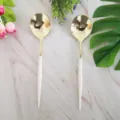 Set cucchiai testa dorata manico bianco elegante stoviglie dessert cucina utensile - 8 pezzi di cucchiai placcati in oro bianco da 20 cm