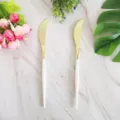 Lama dorata manico bianco coltello da burro set posate elegante decorazione tavola - 8 pezzi di coltelli placcati in oro bianco da 20 cm