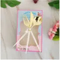 Set di posate in plastica dorata con manico bianco stoviglie per feste usa e getta - Set di coltello, forchetta e cucchiaio placcati in oro bianco da 20 cm (in scatola)