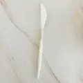 Disposable silver plastic table knife with white handle for party and picnic use. - 8 White Knives
