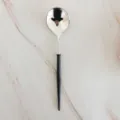 Silver-plated spoon with sleek black handle for modern dining, party and daily kitchen use. - 8 Black Spoons