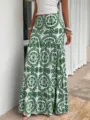 Λεπτομέρεια γυναικεία boho πράσινη φλοράλ μακριά φούστα, κομψή καλοκαιρινή φούστα παραλίας. - S / Bottoms / ανοιχτό πράσινο