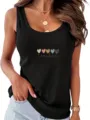 Black tank top with teacher heart print, casual sleeveless shirt for women variant 1 - S / Teacher Print / Black