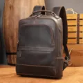 Vintage bruine leren rugzak voor heren, grote reistas van rundleer voor dagelijks gebruik. - Crazy horse koffie
