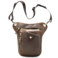 Bolso de pierna de cuero marrón vintage para hombre, riñonera multiusos para moto. - 9667 Café Crazy Horse (Sin logo)